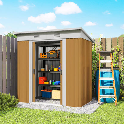 6' x 4' Yellow Metal Outdoor Storage Shed, Lockable Sliding Doors, Yellow Sheds at Gallery Canada