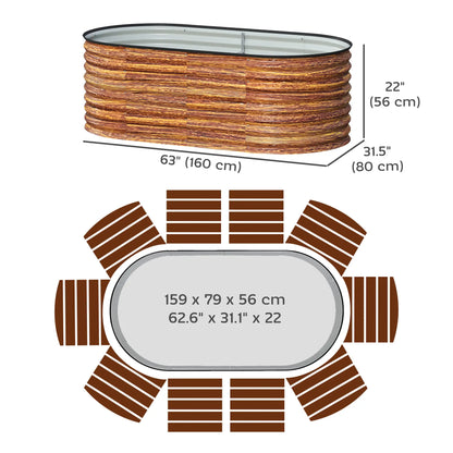 Galvanized Raised Garden Bed, 5 x 2.5 x 2 ft, Brown Wood Effect, Brown