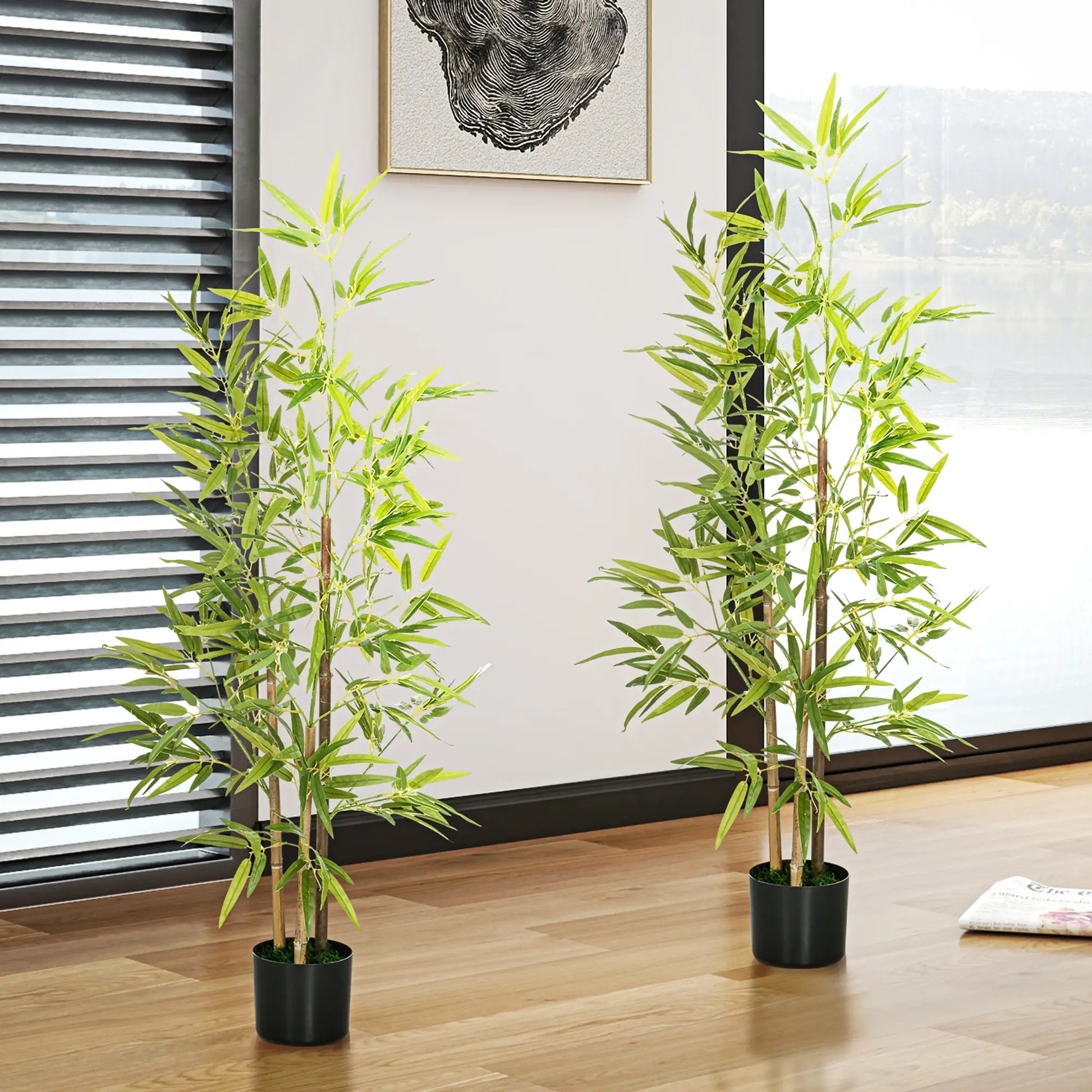 Set of 2 4ft Artificial Bamboo Tree, Indoor with Pot, Home Office Decor Artificial Trees at Gallery Canada