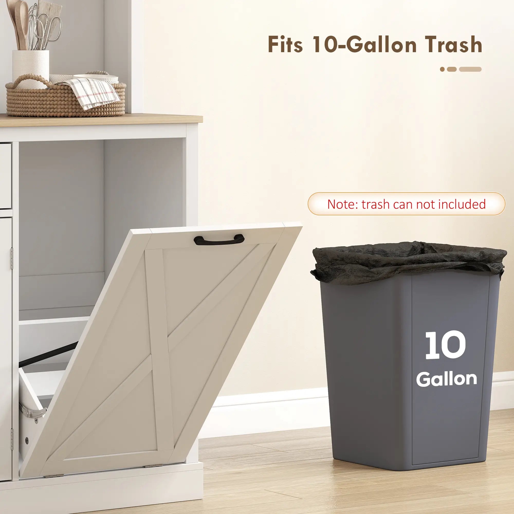 69 Inch Pantry Cabinet with Charging Station, Microwave Stand, Tilt Out Trash Can, White Kitchen Pantry Cabinets at Gallery Canada