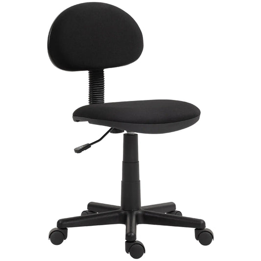 Small Desk Chair, Armless Adjustable Height, 360° Swivel Wheels, Black Task Chairs Black at Gallery Canada