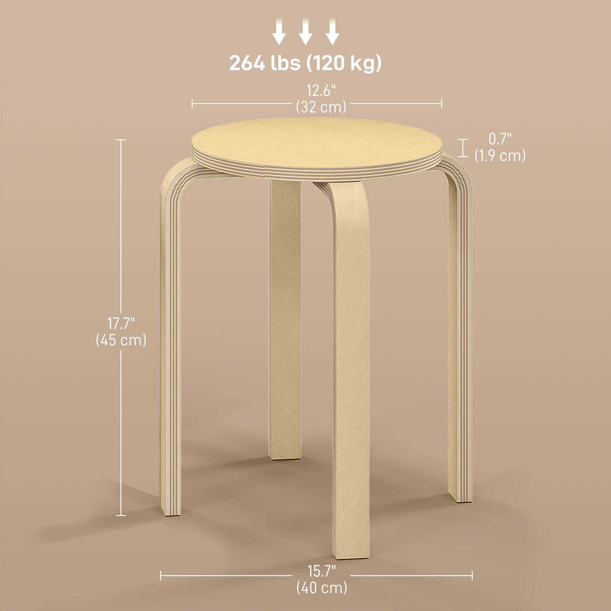 Round Stackable Chairs Set of 4, 18-Inch Backless Stacking Stools for Kitchen, Dining Room, Office, Outdoors Bar Stools at Gallery Canada