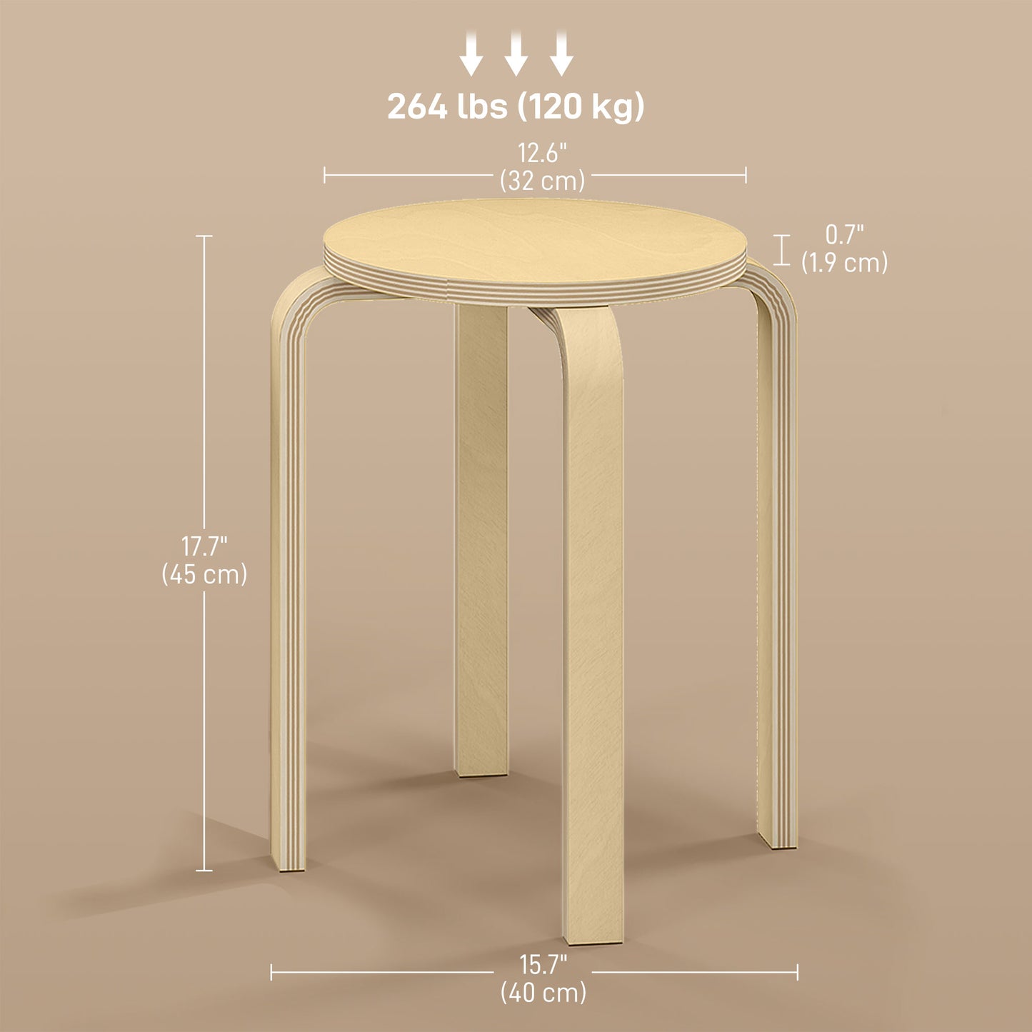 Round Stackable Chairs Set of 4, 18-Inch Backless Stacking Stools for Kitchen, Dining Room, Office, Outdoors Bar Stools at Gallery Canada
