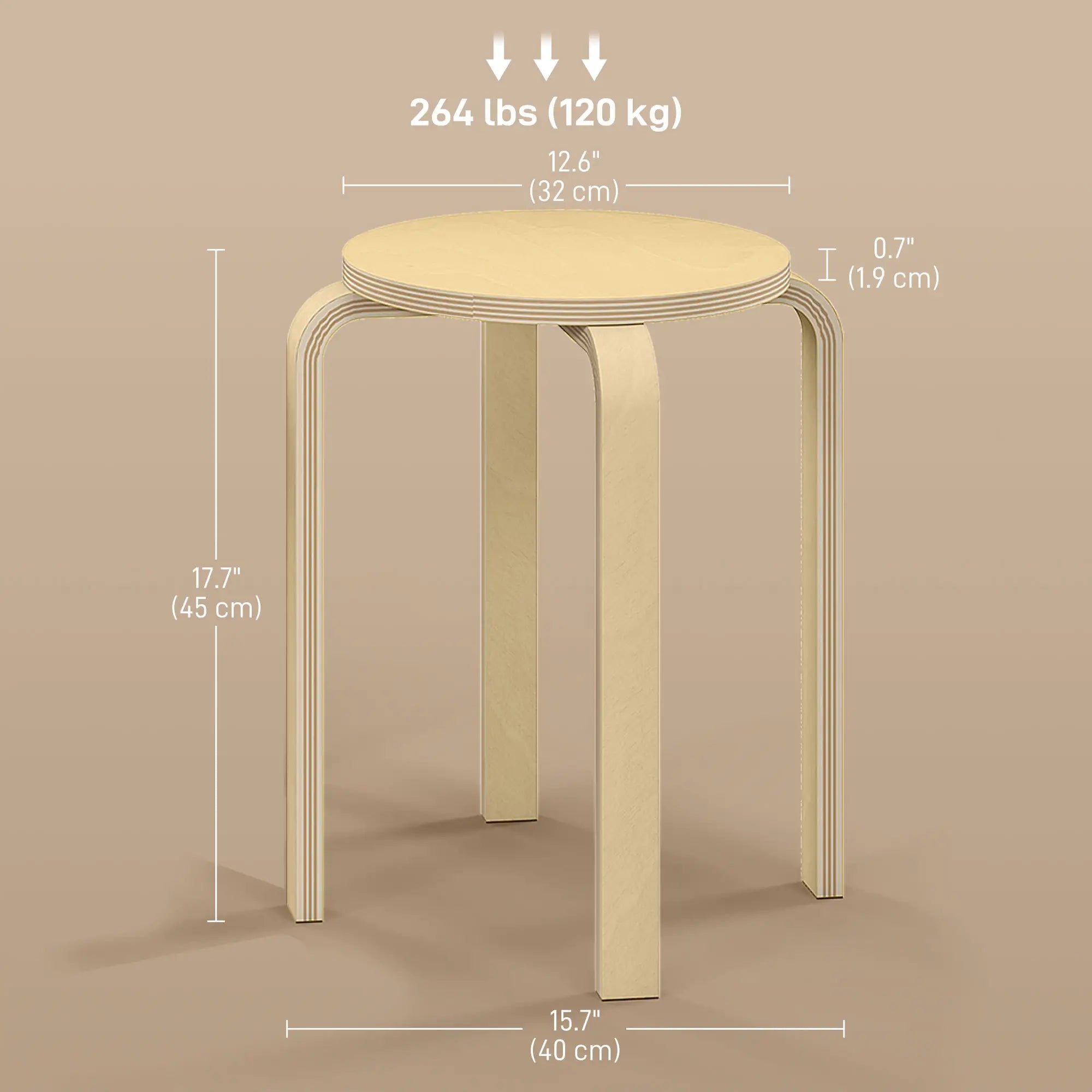 Round Stackable Chairs Set of 4, 18-Inch Backless Stacking Stools for Kitchen, Dining Room, Office, Outdoors Bar Stools at Gallery Canada