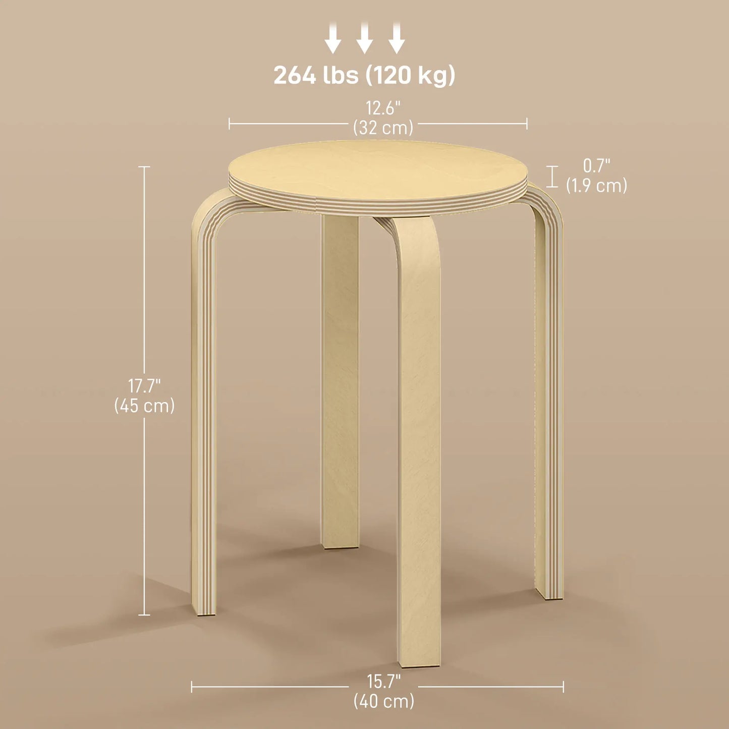 Round Stackable Chairs Set of 4, 18-Inch Backless Stacking Stools for Kitchen, Dining Room, Office, Outdoors Bar Stools at Gallery Canada