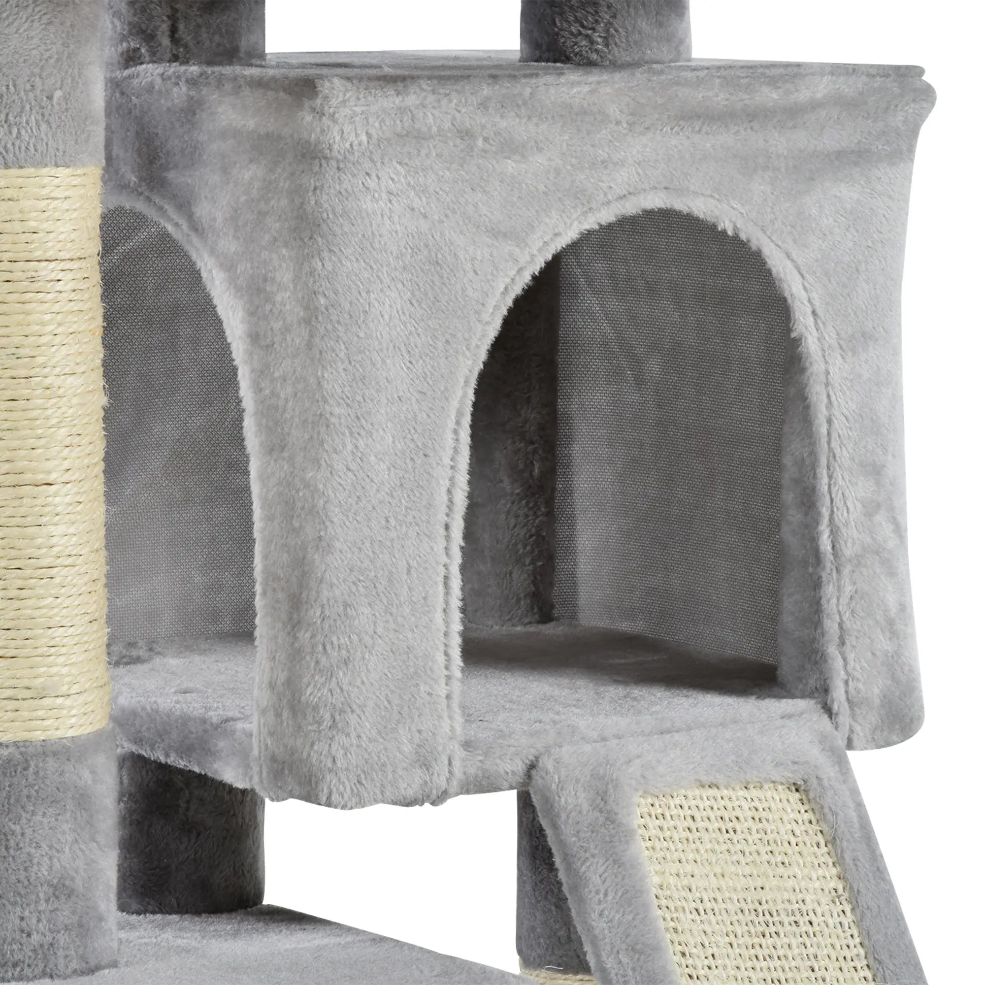Plush Cat Tree Tower, Sisal Scratching Post, Perch Condo, Light Grey Cat Posts at Gallery Canada