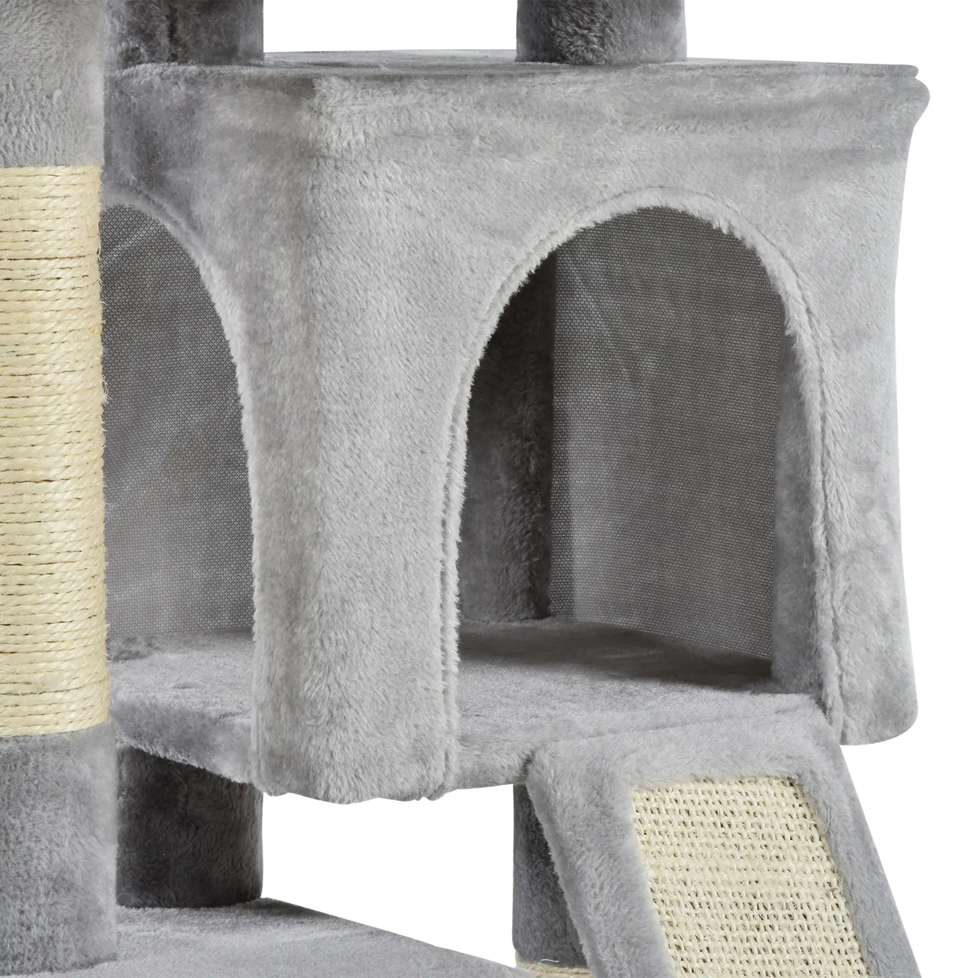 Plush Cat Tree Tower, Sisal Scratching Post, Perch Condo, Light Grey Cat Posts at Gallery Canada