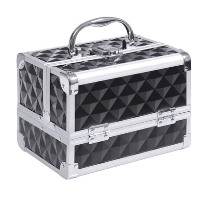 3 Tier Diamond Texture Makeup Train Case, Black Makeup Cases Black at Gallery Canada
