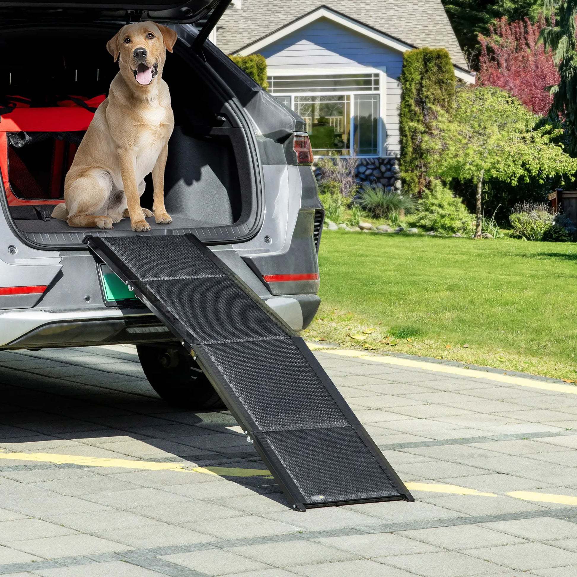 62 Inch Folding Pet Ramp, Lightweight Portable Dog Ramp, Non-Slip Surface, Black Dog Stairs at Gallery Canada