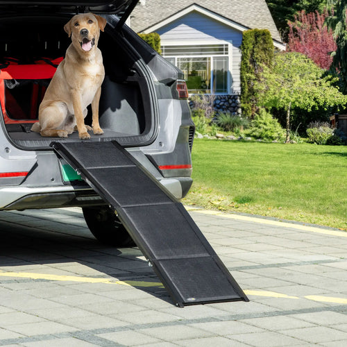 62 Inch Folding Pet Ramp, Lightweight Portable Dog Ramp, Non-Slip Surface, Black