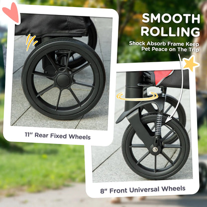 Foldable Pet Stroller, Large Dogs, Four Big Wheels, Black Dog Bike Trailers & Strollers at Gallery Canada
