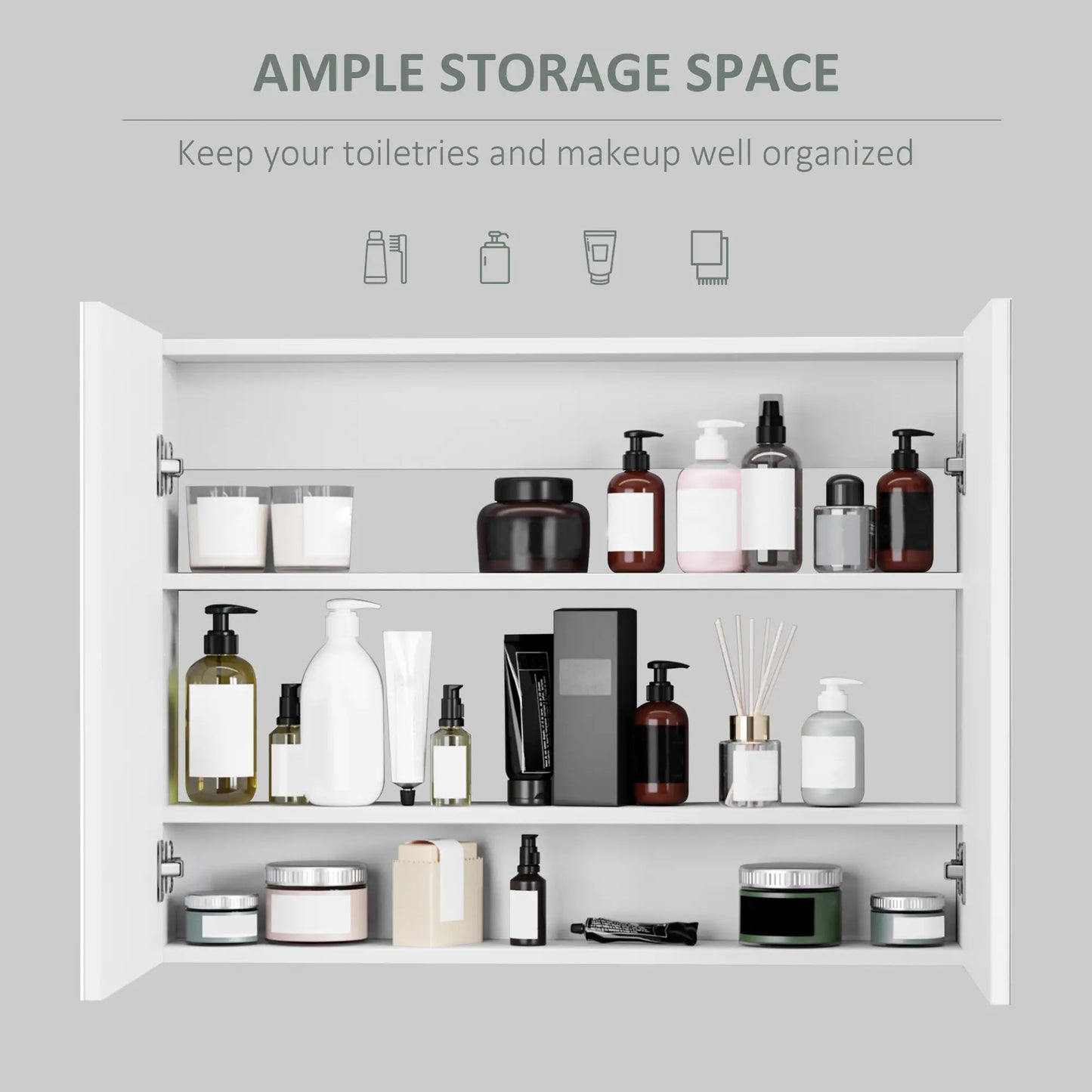 Wall-Mounted Bathroom Mirror Cabinet, Double Doors, Adjustable Shelf, Lilac Mirror Medicine Cabinets at Gallery Canada