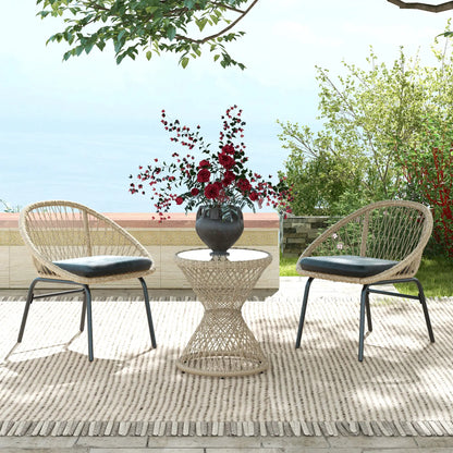 Wicker Outdoor Coffee Table, 18" Round Drum Style, Light Brown Patio Side Tables at Gallery Canada