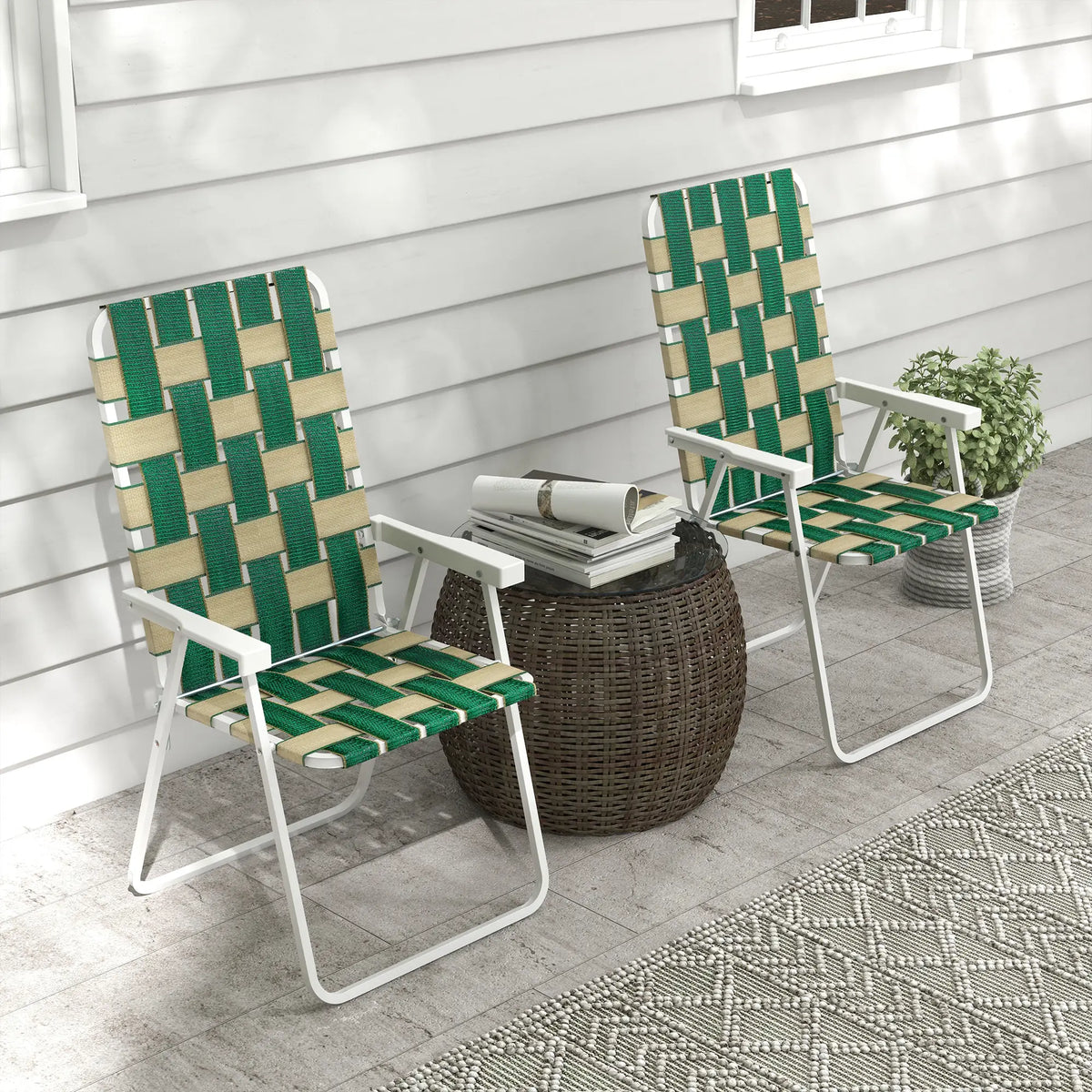 Folding Patio Chairs, Portable Set With Armrests, Green Patio Chairs at Gallery Canada