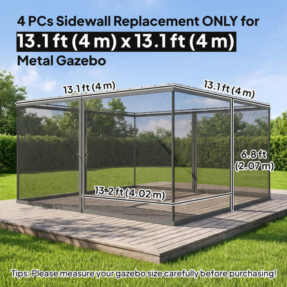 Replacement Mosquito Netting, 13' x 13', Black, Dark Grey Gazebo Sidewalls at Gallery Canada