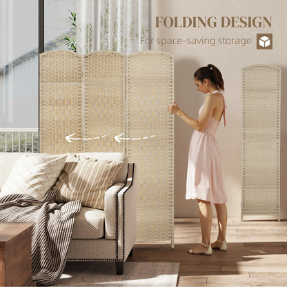 6 Ft Folding Room Divider, 3 Panel Privacy Screen, Light Oak