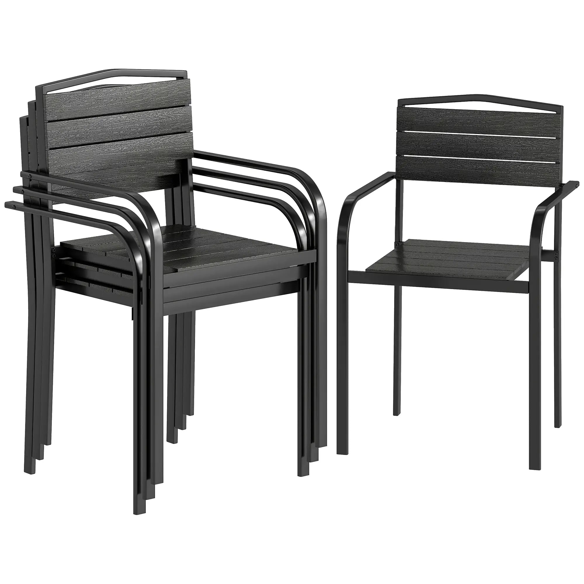 Stackable Patio Chairs Set Of 4, Outdoor Dining Chairs, Black Outdoor Dining Sets at Gallery Canada