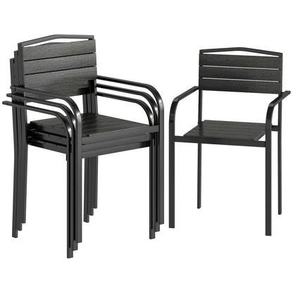 Stackable Patio Chairs Set Of 4, Outdoor Dining Chairs, Black Outdoor Dining Sets at Gallery Canada