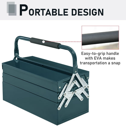18" Metal Tool Box, 5-Tray Cantilever Steel Chest, Dark Green Tool Organizers at Gallery Canada