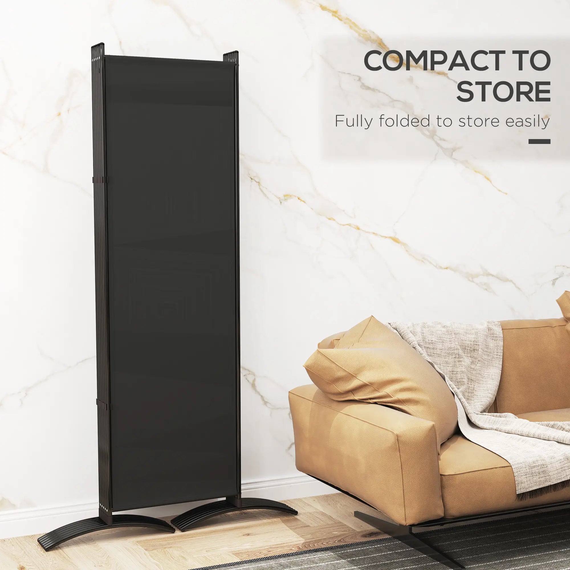 6 Panel Folding Room Divider, UV30+ Privacy Screen, Black Side Awnings at Gallery Canada