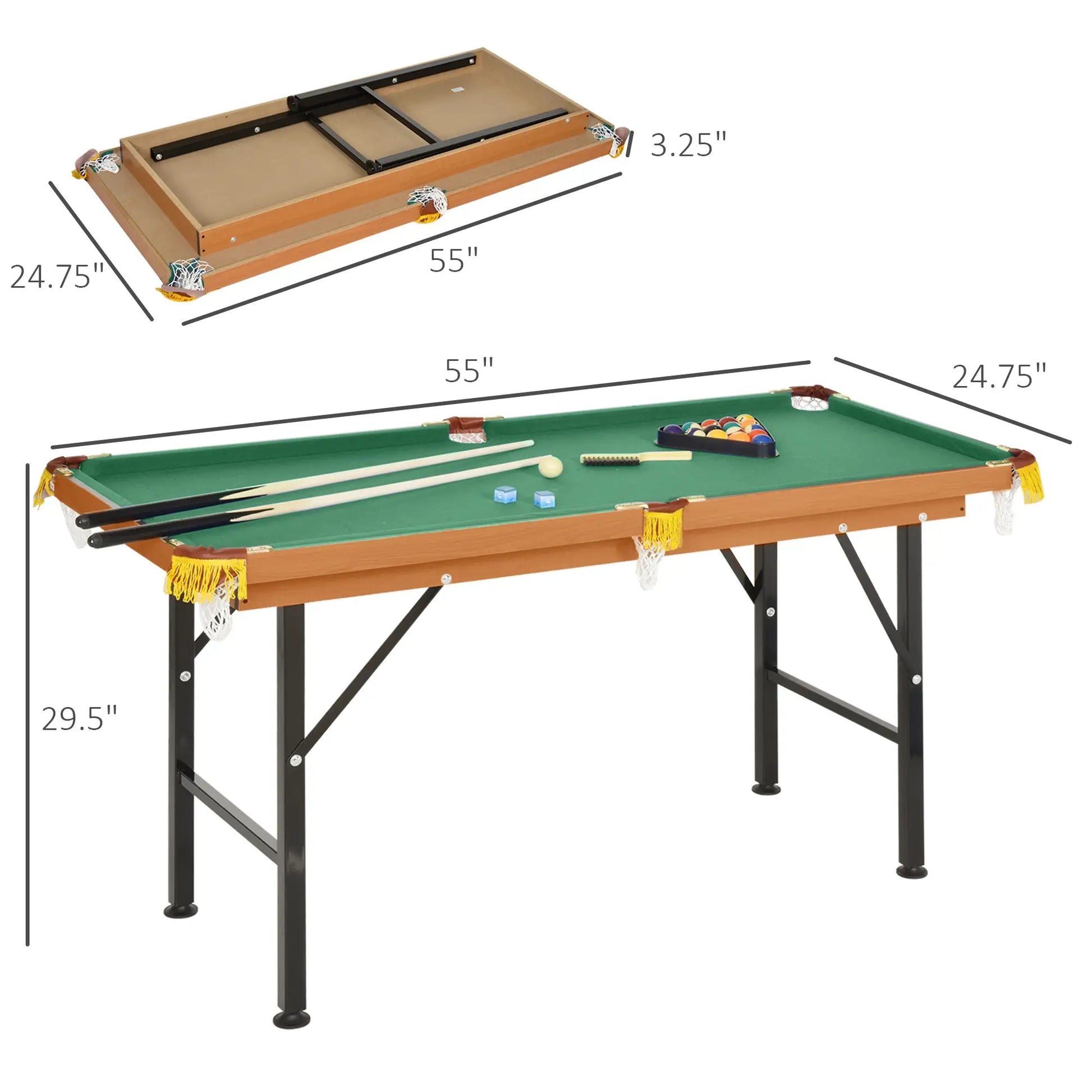 54.3"L Mini Pool Table, Portable, Includes Cues, Balls, Chalk, Rack Game Tables at Gallery Canada