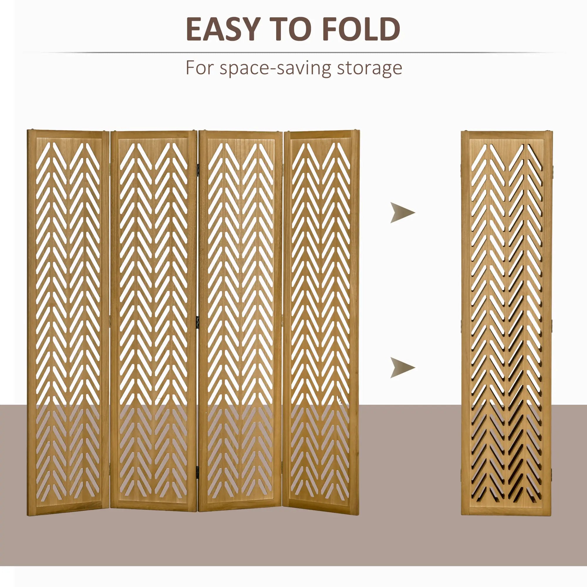 4 Panel Room Divider, 5.6ft Tall, Wood Folding Privacy Screen, Light Brown Room Dividers at Gallery Canada