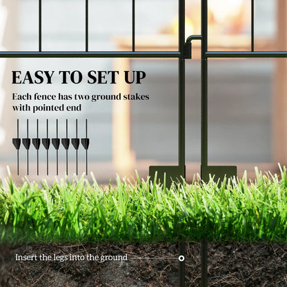 Garden Decorative Fence, 4 Panels 44in x 12ft, Steel Wire Border Edging Garden Fences at Gallery Canada