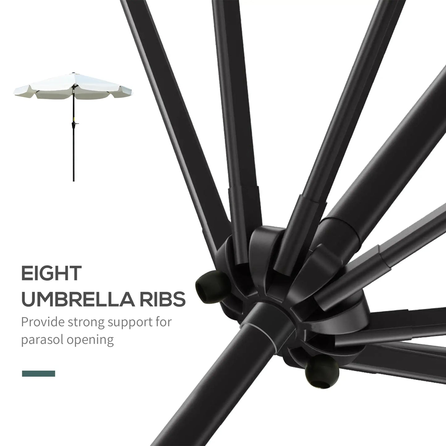 8.5 ft Round Patio Umbrella, Tilt and Crank, Cream White Sun Umbrellas at Gallery Canada