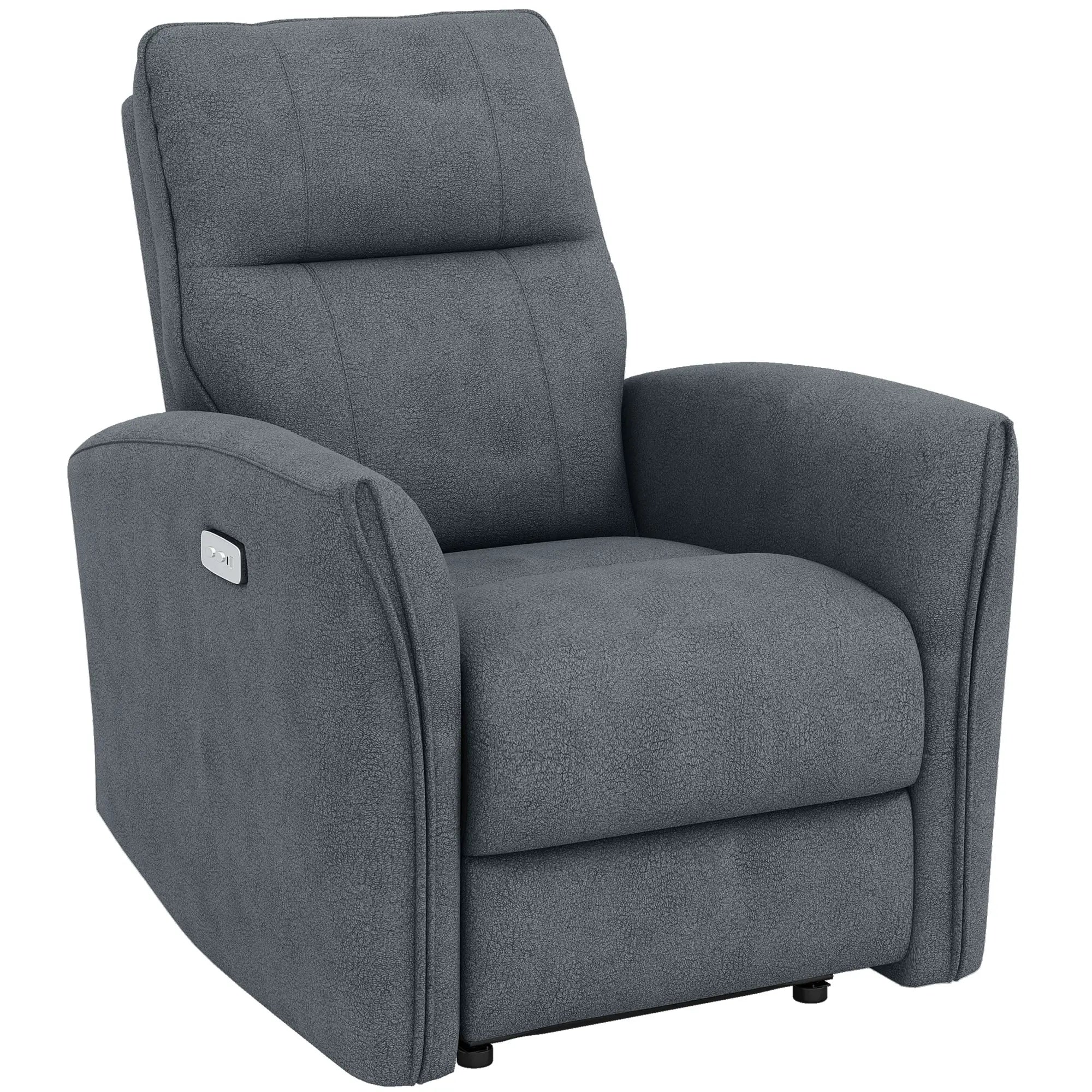Fabric Recliner Chair, USB Ports, Footrest, Charcoal Grey Sofas & Reclining Chairs Charcoal Grey, Black at Gallery Canada