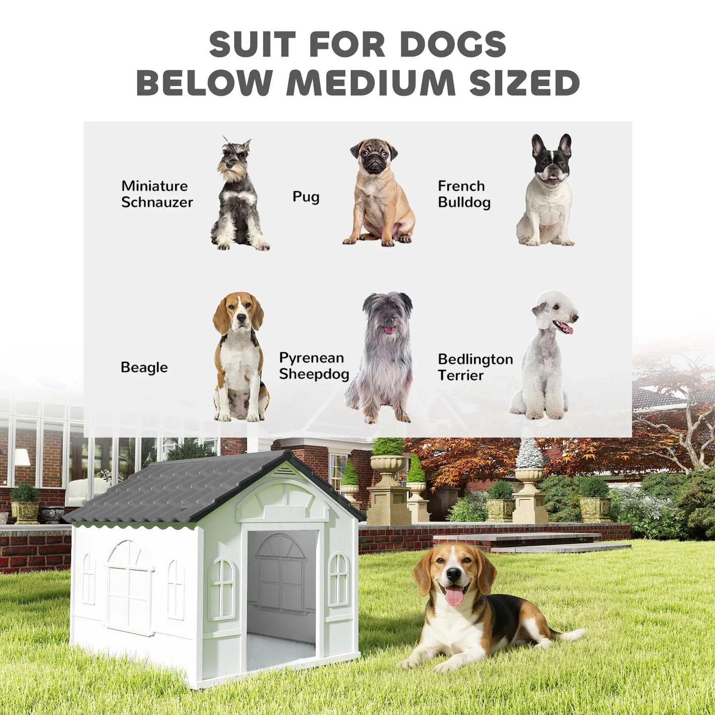 26" Plastic Dog House, Outdoor with Air Vents, Small Medium Dogs, Grey Houses, Kennels & Pens at Gallery Canada