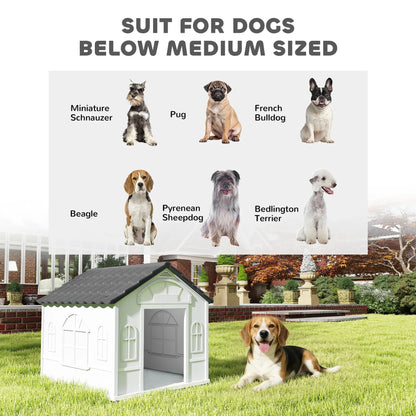26" Plastic Dog House, Outdoor with Air Vents, Small Medium Dogs, Grey Houses, Kennels & Pens at Gallery Canada