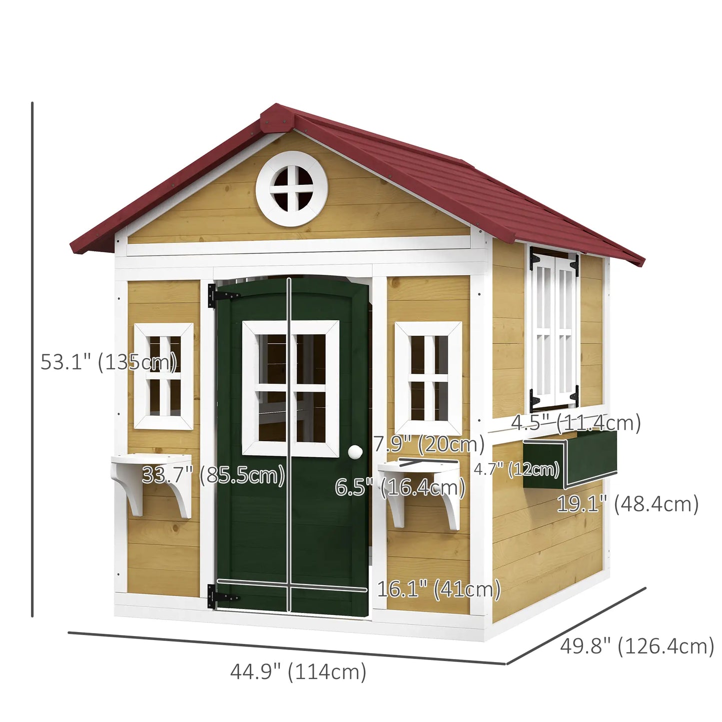 Wooden Playhouse for Kids, Outdoor with Door, Windows, Beige Play Houses at Gallery Canada