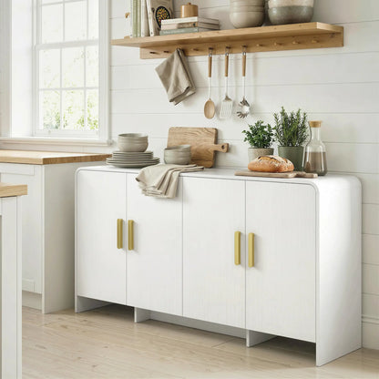 60 Inch Sideboard Buffet Cabinet, TV Stand For 72 Inch TVs, White Wood Grain, White Bar Cabinets at Gallery Canada