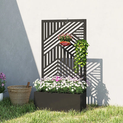 44.5" Metal Planter Box with Trellis, Raised Garden Bed for Climbing Plants Galvanized Planter Boxes at Gallery Canada