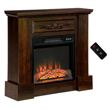 Electric Fireplace with Mantel, Freestanding Heater, 1400W, Brown Electric Fireplaces Brown at Gallery Canada