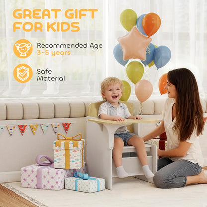 Ensemble de table et chaises pour enfants avec bac de rangement, âges 3-5, blanc