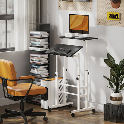Height Adjustable Standing Desk with Wheels, Black Computer Desks at Gallery Canada