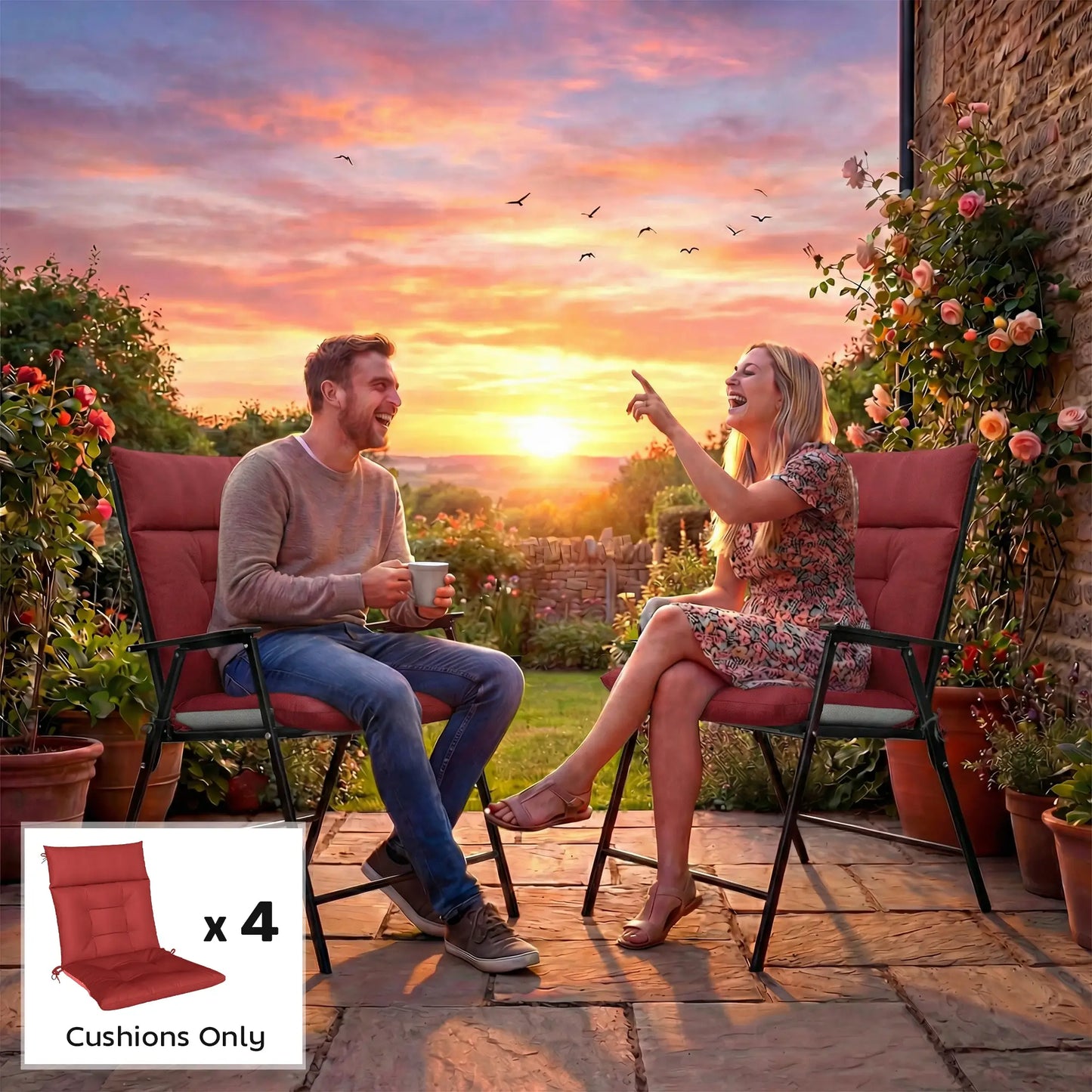 Waterproof Non-Slip Patio Chair Cushions, Set of 4, 44"x21", Wine Red Patio Chair Cushions at Gallery Canada