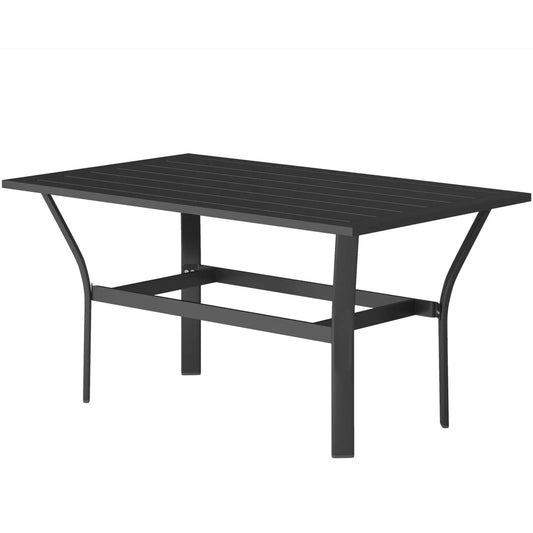 Outdoor Side Table, Slatted Tabletop, Metal Patio Coffee Table, Black Patio Side Tables Black at Gallery Canada