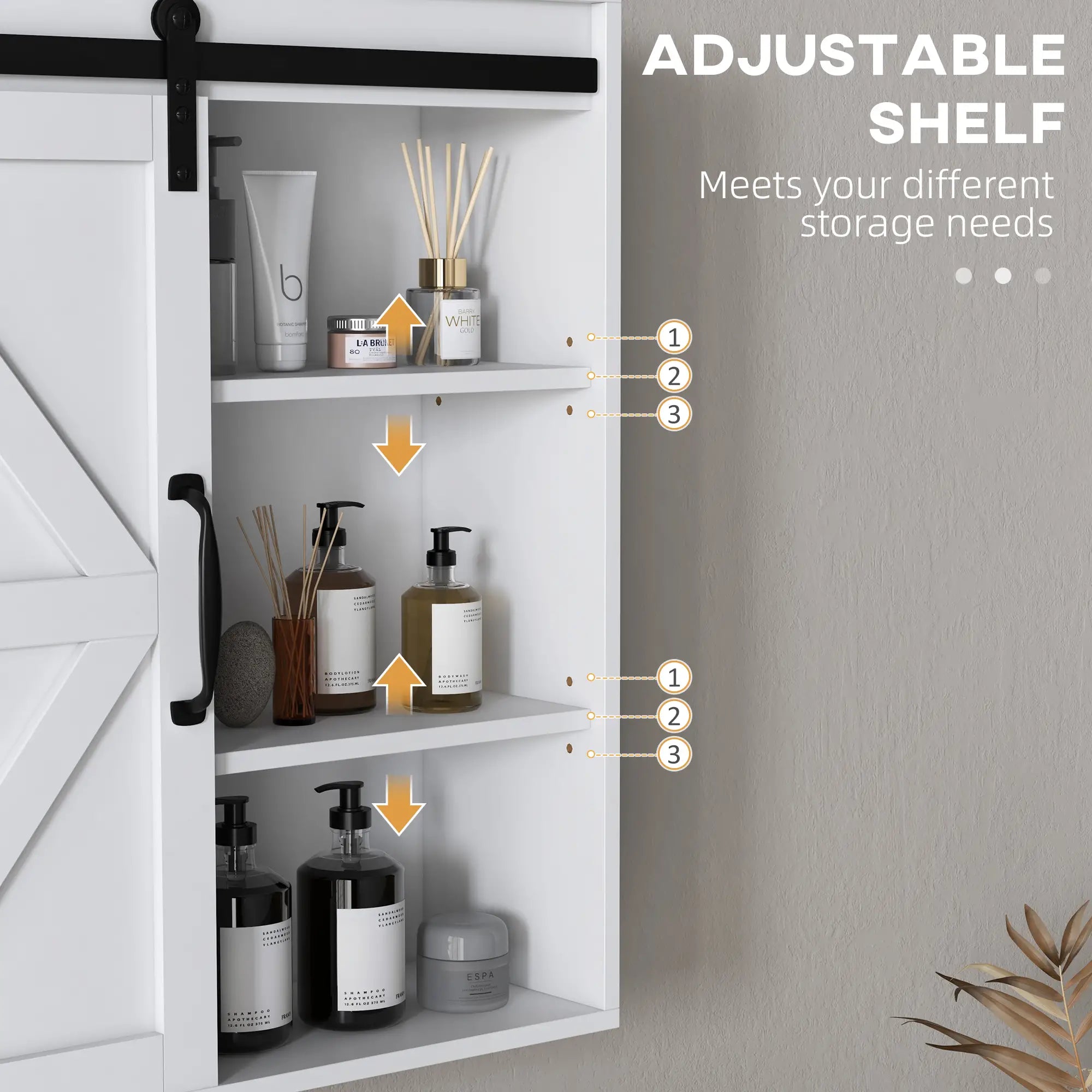 White Medicine Cabinet, Sliding Door, Adjustable Shelf, 22.8