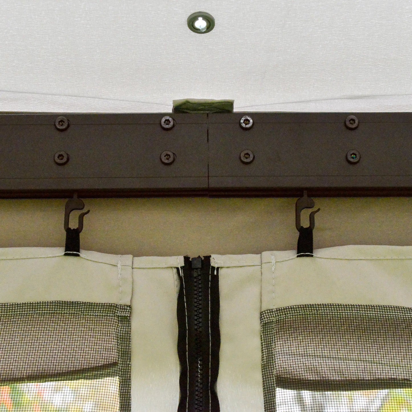 13' x 10' Outdoor Gazebo, 2-Tier Polyester Roof, Vented Mesh Sidewall, Aluminum Frame, Grey Gazebos at Gallery Canada