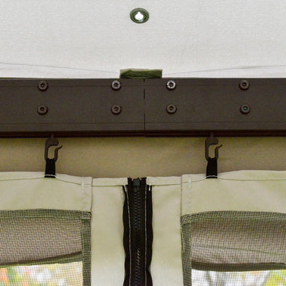 13' x 10' Outdoor Gazebo, 2-Tier Polyester Roof, Vented Mesh Sidewall, Aluminum Frame, Grey Gazebos at Gallery Canada