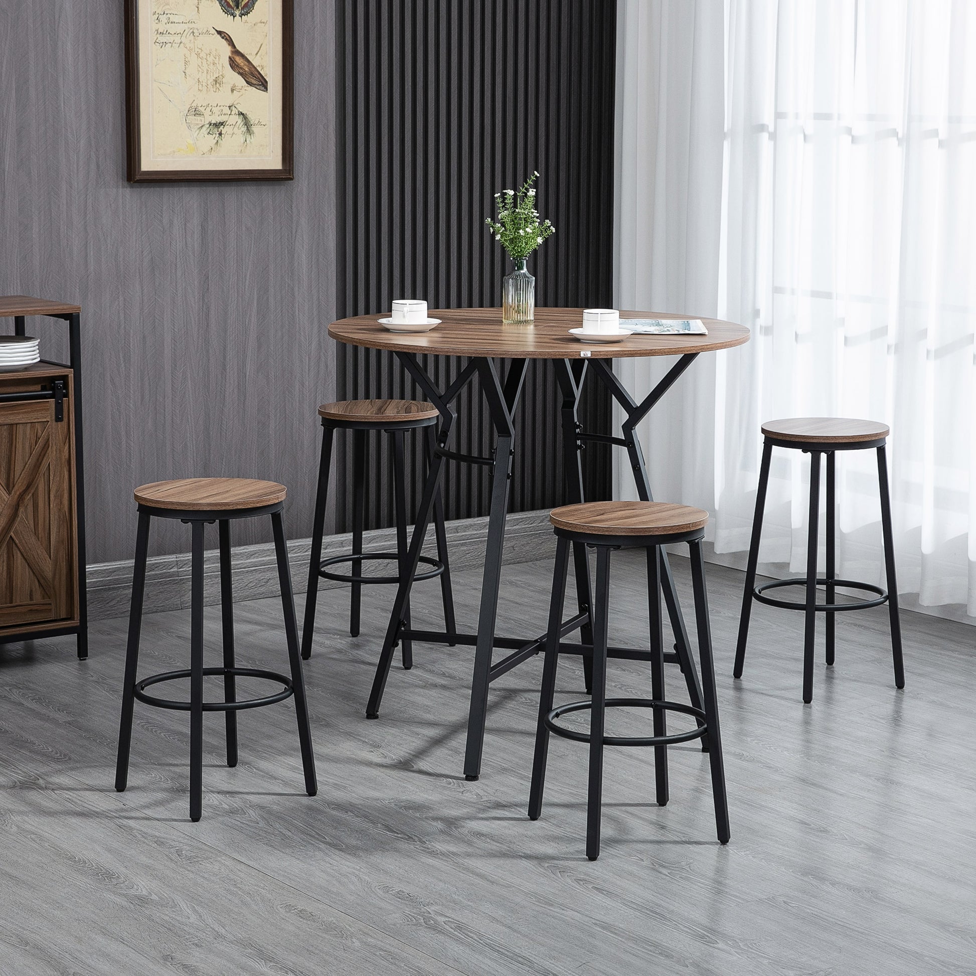 5-Piece Counter Height Bar Table and Chairs, Round Dining Table and Chairs Set for 4, Pub Table and Chairs at Gallery Canada