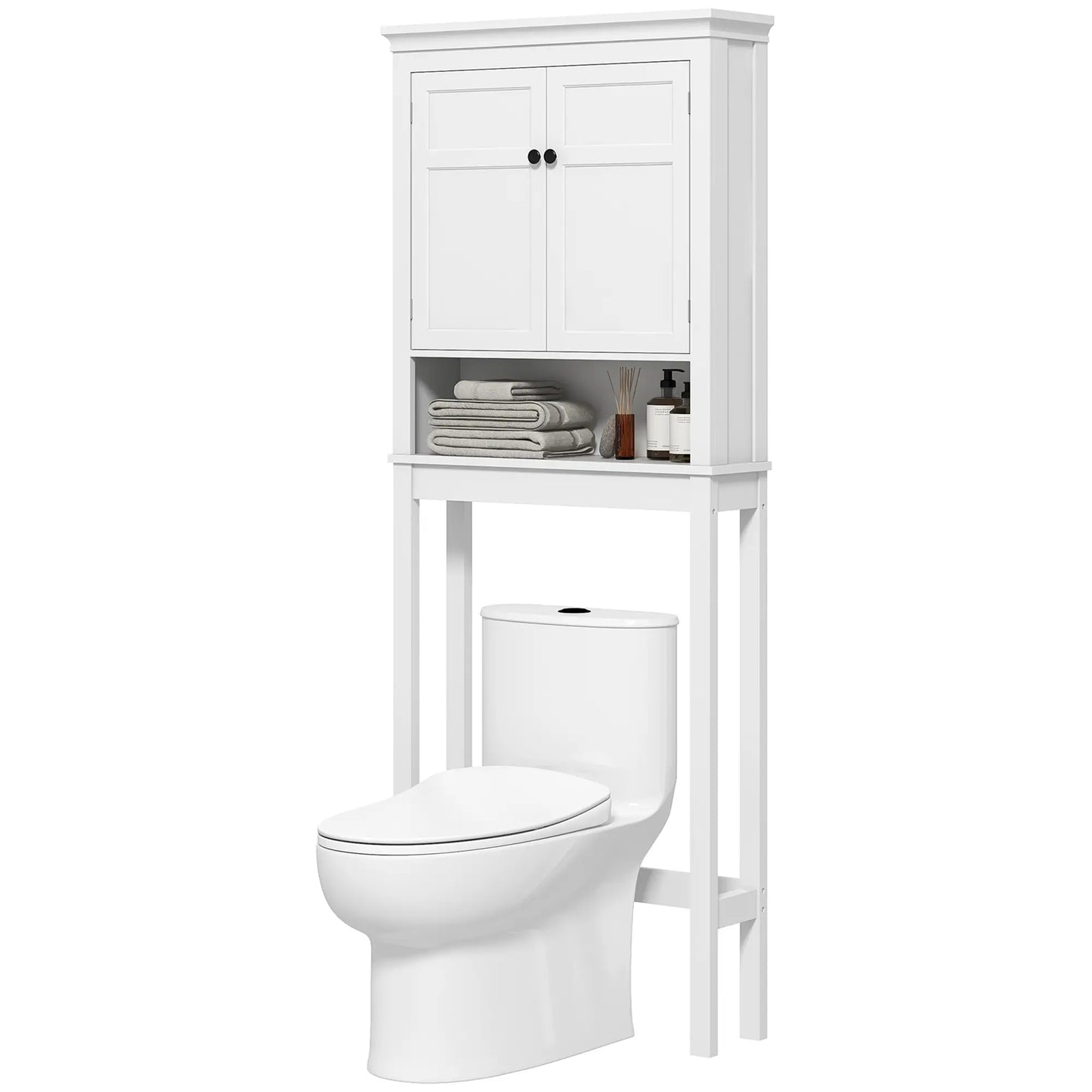 3-Tier Over Toilet Storage, Adjustable Shelf, Bathroom Laundry Cabinet Bathroom Cabinets White at Gallery Canada