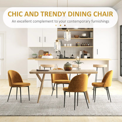 Modern Dining Chairs, Mid-Back Velvet Upholstery, Set of 4, Yellow Dining Chairs at Gallery Canada