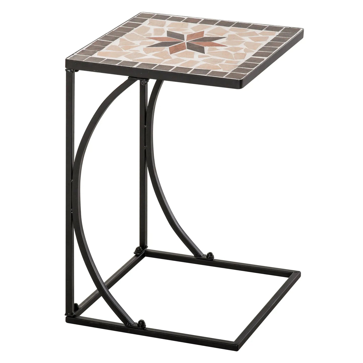 Mosaic Side Table, C Shape Frame, Indoor Outdoor Coffee End Table Patio Side Tables at Gallery Canada
