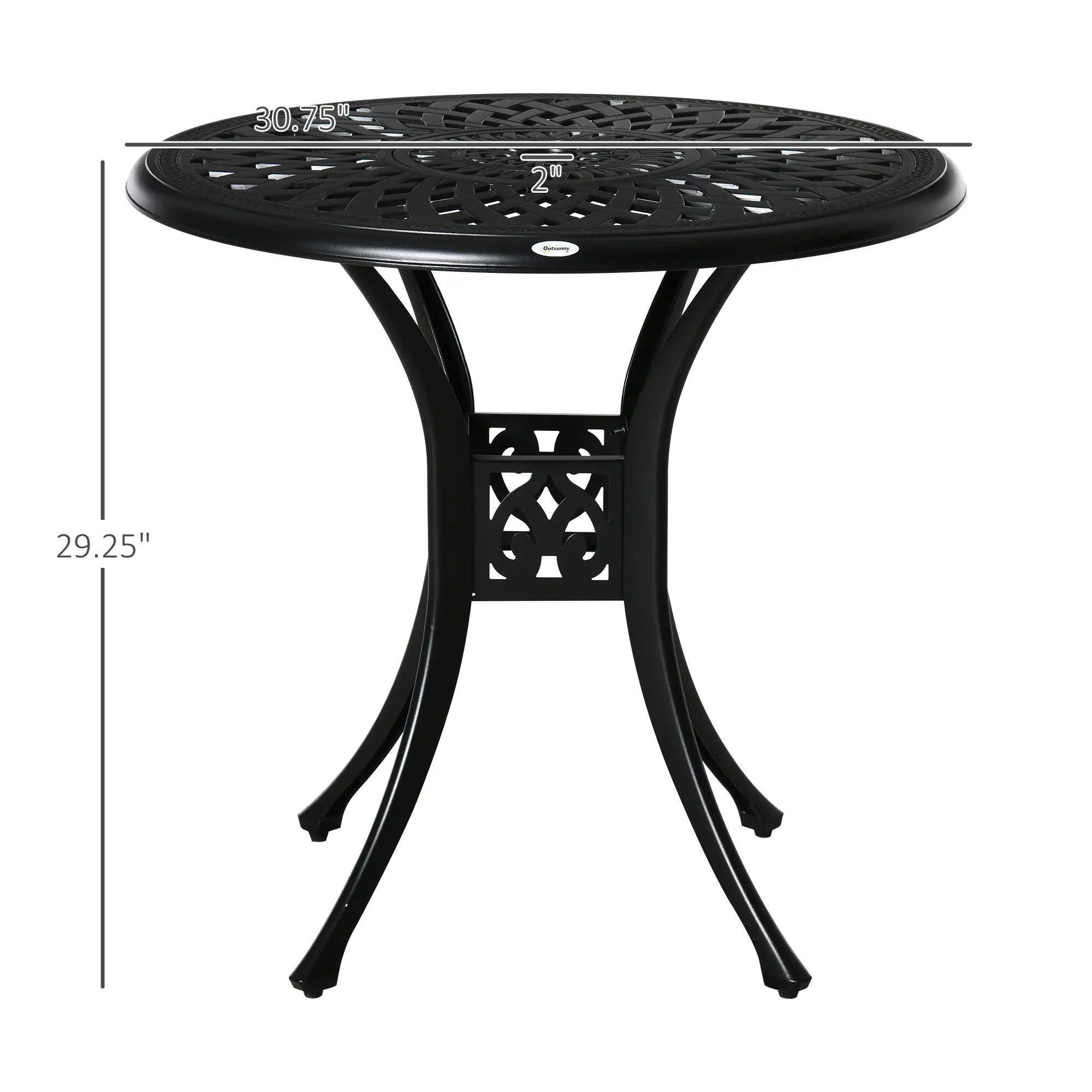 30-Inch Round Patio Dining Table, Umbrella Hole, Antique Cast Aluminum, Black Patio Side Tables at Gallery Canada