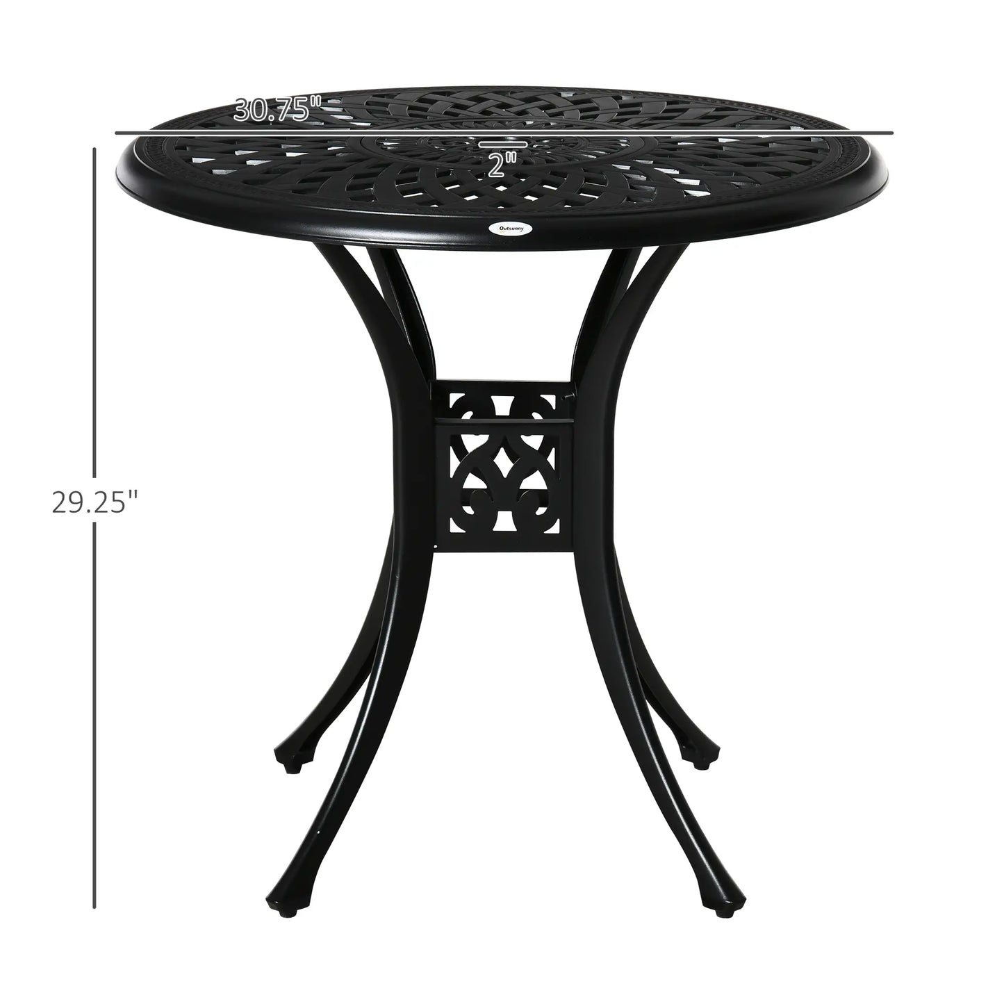 30-Inch Round Patio Dining Table, Umbrella Hole, Antique Cast Aluminum, Black Patio Side Tables at Gallery Canada