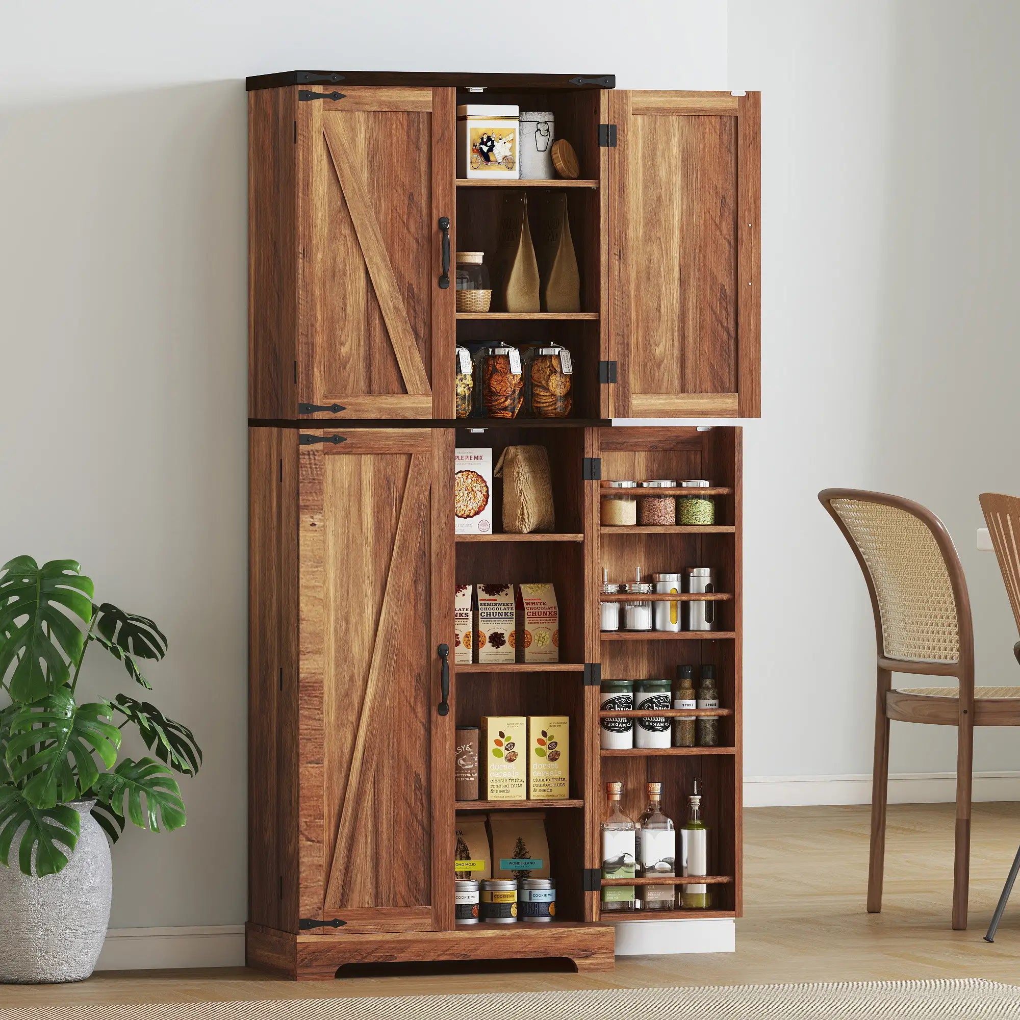 64 Inch Tall Kitchen Pantry Cabinet, Wood Grain, Brown Kitchen Pantry Cabinets at Gallery Canada