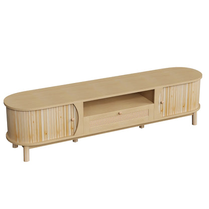 TV Stand, Solid Wood Doors, Drawers, 65" L x 14.5" W x 18" H, Natural TV Stands at Gallery Canada
